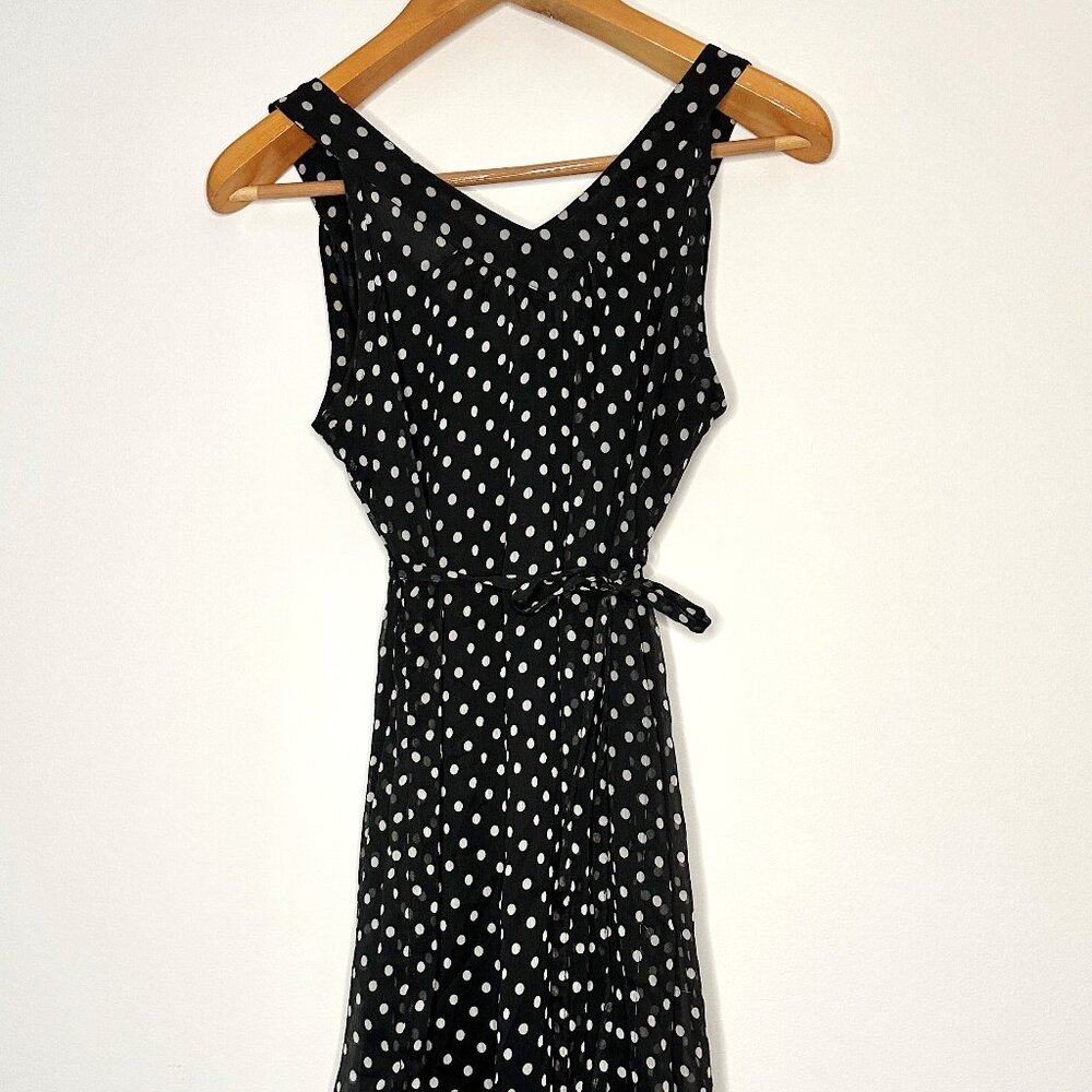 Motherhood Maternity Black Dress White Dots Size S